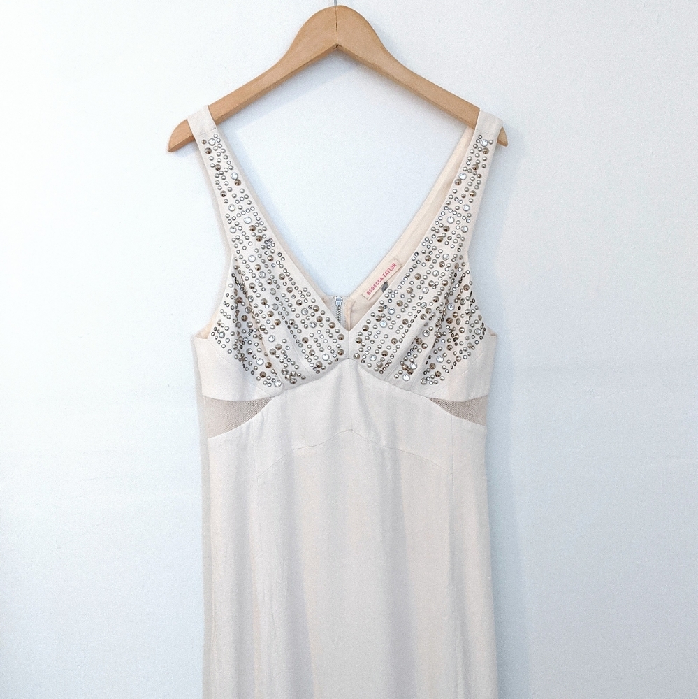 Rebecca Taylor Cream White Mesh Studded Dress sz 4